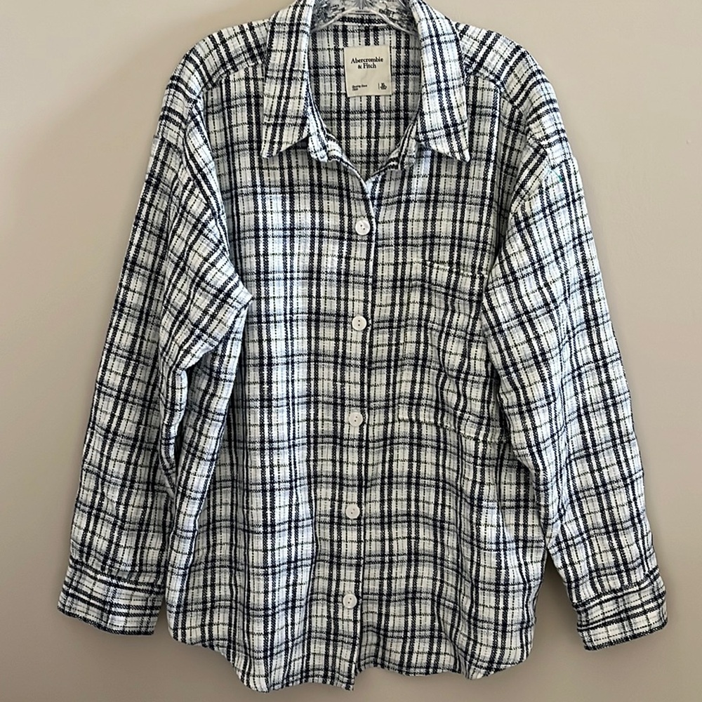 Abercrombie & Fitch Plaid Tweed Oversized Button Down Shirt size XL